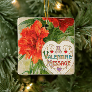 Anjer Bloemen,  Valentijnsdag Bericht Keramisch Ornament