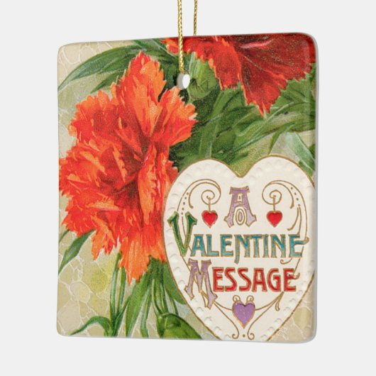 Anjer Bloemen,  Valentijnsdag Bericht Keramisch Ornament (Links)