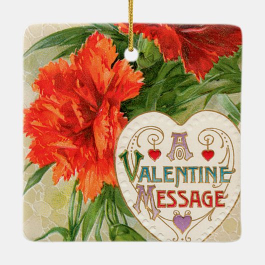 Anjer Bloemen,  Valentijnsdag Bericht Keramisch Ornament (Achterkant)