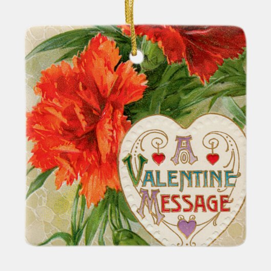 Anjer Bloemen,  Valentijnsdag Bericht Keramisch Ornament (Voorkant)