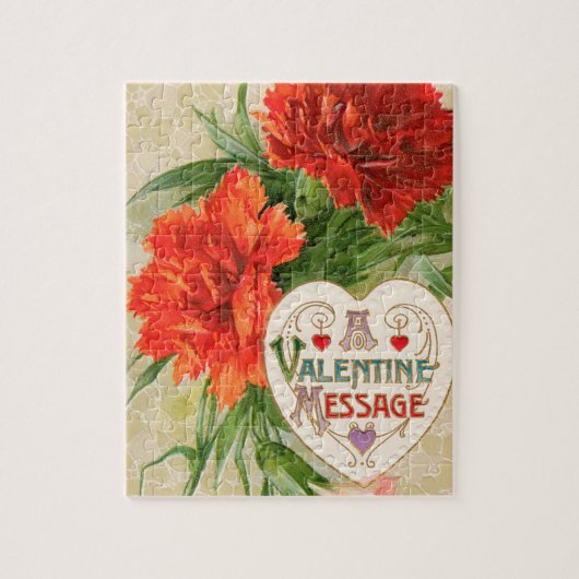 Anjer Bloemen,  Valentijnsdag Bericht Legpuzzel (Verticaal)