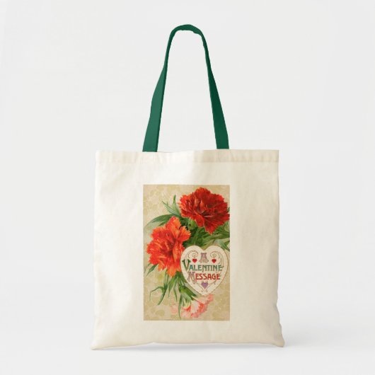 Anjer Bloemen, Valentijnsdag Bericht Tote Bag (Voorkant)