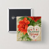 Anjer Bloemen,  Valentijnsdag Bericht Vierkante Button 5,1 Cm (Voorkant /achterkant)