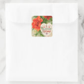 Anjer Bloemen,  Valentijnsdag Bericht Vierkante Sticker (Tas)