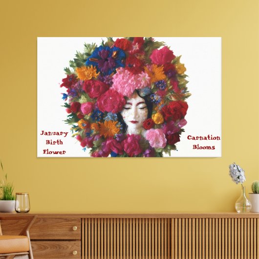 Anjer Bloemen Van Winter Grace: Het Canvas Van Jan (Insitu (Woonkamer))