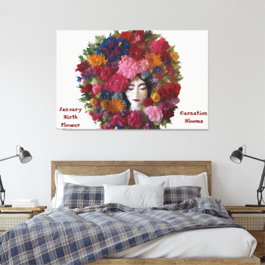 Anjer Bloemen Van Winter Grace: Het Canvas Van Jan (Insitu (Slaapkamer))