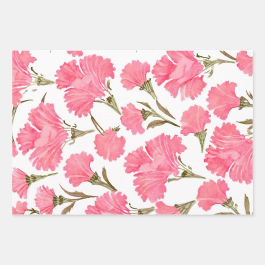 Anjer Bloemen Waterverf Elegant Moederdag Inpakpapier Vel (Voorkant 2)