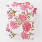 Anjer Bloemen Waterverf Elegant Moederdag Inpakpapier Vel (In situ)