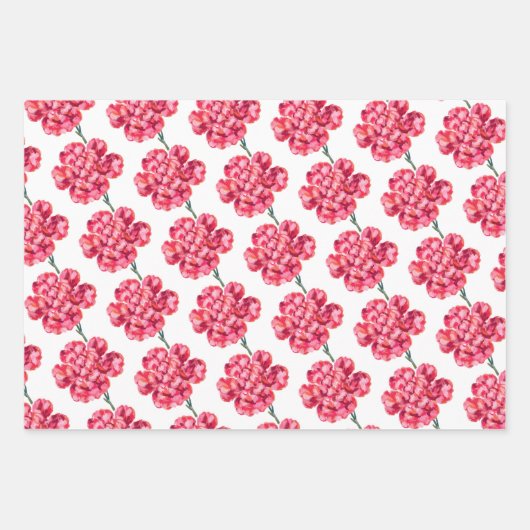 Anjer Bloemen Waterverf Elegant Moederdag Inpakpapier Vel (Voorkant 2)