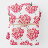 Anjer Bloemen Waterverf Elegant Moederdag Inpakpapier Vel (In situ)