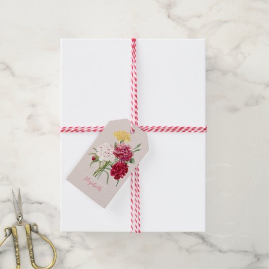  Anjer Bloemenillustratie Cadeaulabel (Met Touw)