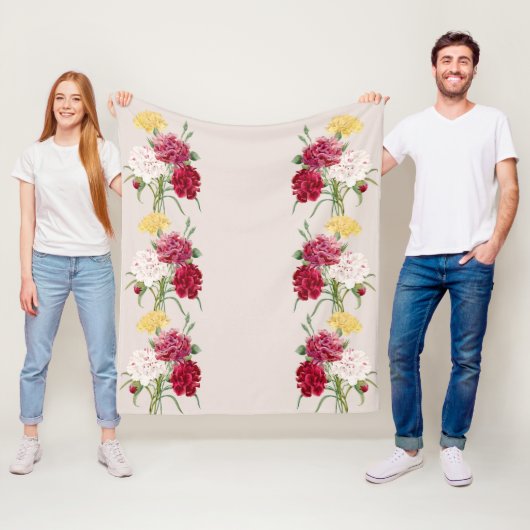 Anjer Bloemenillustratie Fleece Deken (In situ)