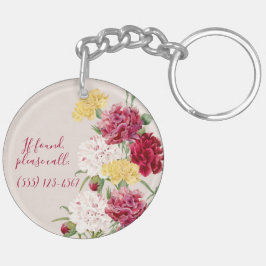 Anjer Bloemenillustratie Sleutelhanger