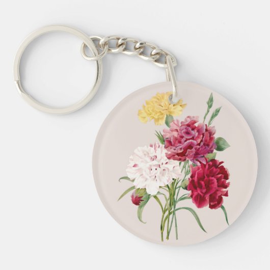 Anjer Bloemenillustratie Sleutelhanger (Voorkant)