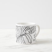 Anjer Bloemige Hand Getekende Doodle Monogram Espresso Kop (Voorkant rechts)