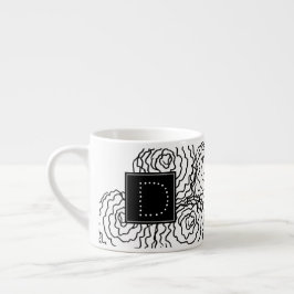 Anjer Bloemige Hand Getekende Doodle Monogram Espresso Kop