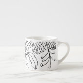 Anjer Bloemige Hand Getekende Doodle Monogram Espresso Kop (Rechts)