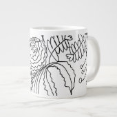 Anjer Bloemige Hand Getekende Doodle Monogram Grote Koffiekop (Voorkant rechts)