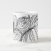 Anjer Bloemige Hand Getekende Doodle Monogram Grote Koffiekop (Voorkant)