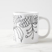 Anjer Bloemige Hand Getekende Doodle Monogram Grote Koffiekop (Rechts)
