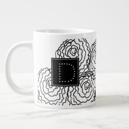 Anjer Bloemige Hand Getekende Doodle Monogram Grote Koffiekop