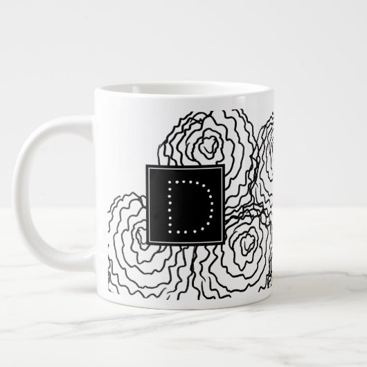 Anjer Bloemige Hand Getekende Doodle Monogram Grote Koffiekop (Links)