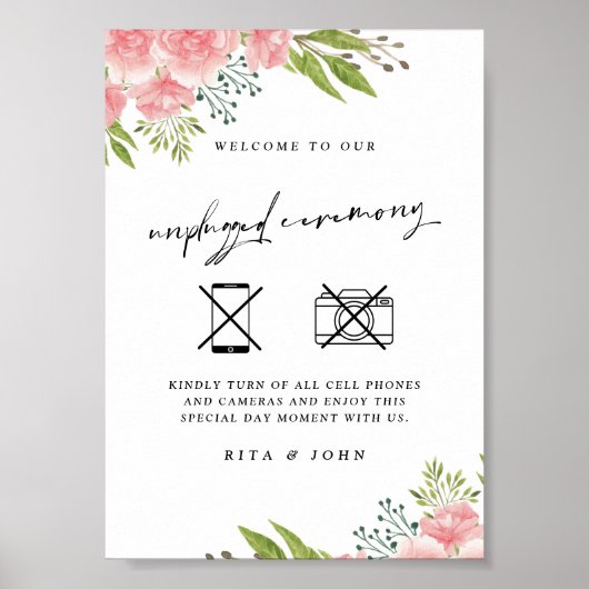 Anjer Boho Unplugged Ceremony Wedding Sign Poster (Voorkant)