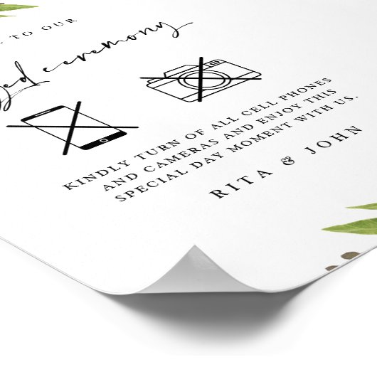 Anjer Boho Unplugged Ceremony Wedding Sign Poster (Hoek)