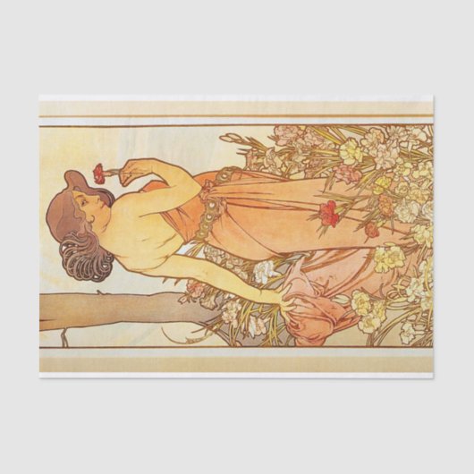 Anjer door Alphonse Mucha Tissuepapier (Voorkant)
