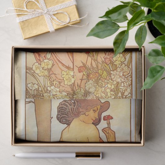 Anjer door Alphonse Mucha Tissuepapier (Geschenk)
