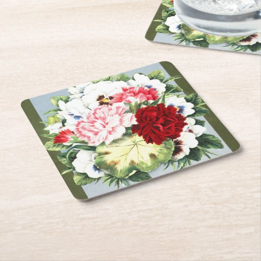  Anjer en Pansy Boeket Onderzetters (Schuin)