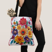 Anjer Energie Roze, Rood & Wit 5D Olieverf Tote Bag (Dichtbij)