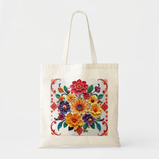 Anjer Energie Roze, Rood & Wit 5D Olieverf Tote Bag (Voorkant)