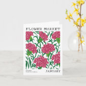 Anjer Geboorte Bloemmarkt Januari Verjaardag Kaart (Gele Bloem)