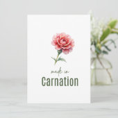 Anjer Geboortebloem Kaart Watercolor Januari (Staand voorkant)