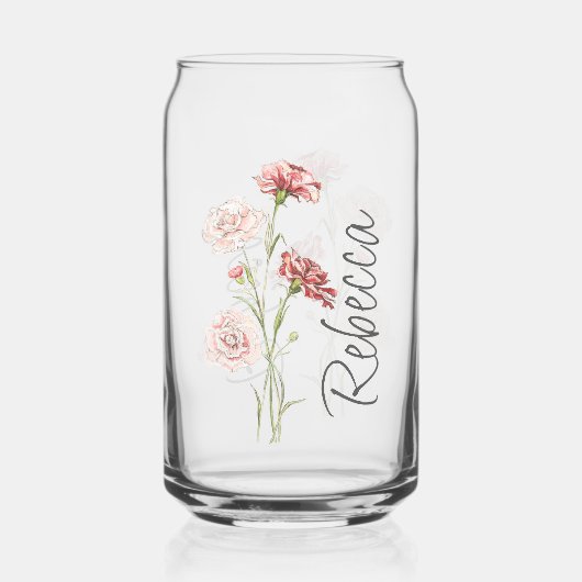 Anjer Januari Aangepaste Geboortebloem Blikvorm Glas (Achterkant)