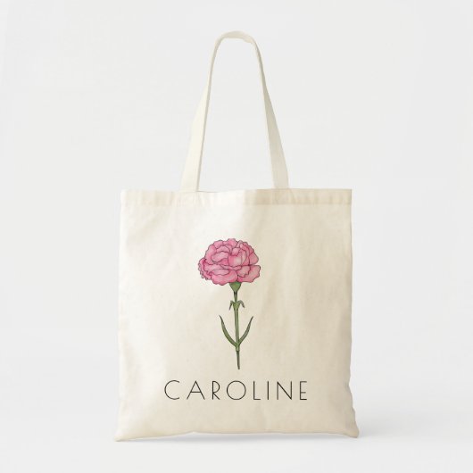 Anjer Januari Geboorte Bloem Custom Name Tote Bag (Voorkant)