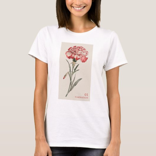 Anjer - Januari Geboorte Bloem T-shirt (Voorkant)
