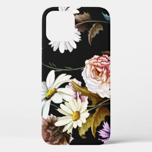 Anjer, kamillebloemen, zwart patroon. Case-Mate iPhone case
