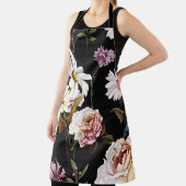 Anjer, kamillebloemen, zwart patroon. schort (Insitu)