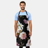 Anjer, kamillebloemen, zwart patroon. schort (Gedragen)