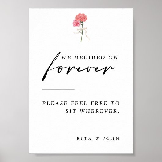 Anjer Kies een Zitje Niet Een Side Wedding Sign Poster (Voorkant)