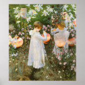 Anjer, lelie, lelie, roos door John Singer Sargent Poster (Voorkant)