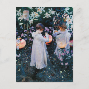 Anjer, lelie, lelie, roos van John Singer Sargent Briefkaart