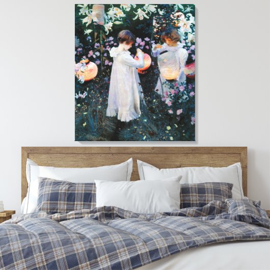 Anjer Lily Lily Roos door John Sargent Canvas Afdruk (Insitu (Slaapkamer))