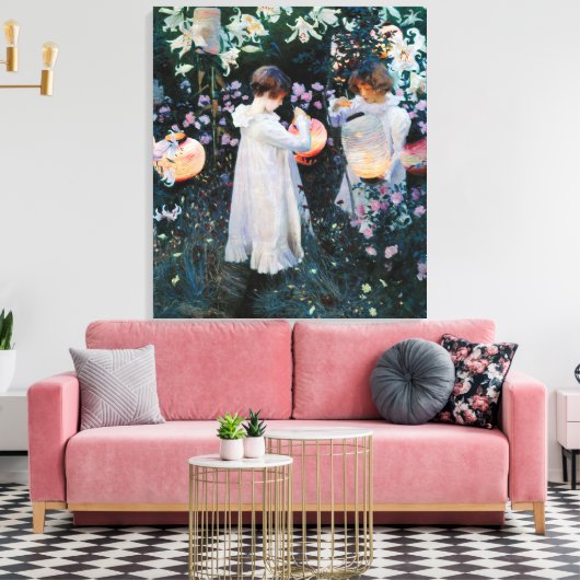 Anjer Lily Lily Roos door John Sargent Canvas Afdruk (Insitu (Woonkamer))