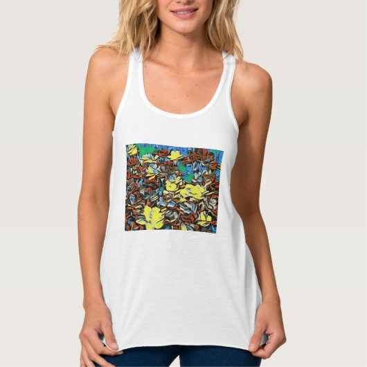 Anjer Racerback Top (Wit) w / Droomeffect (Voorkant)