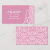 Anjer Roze Damast Patroon Visitekaartje (Voorkant / Achterkant)