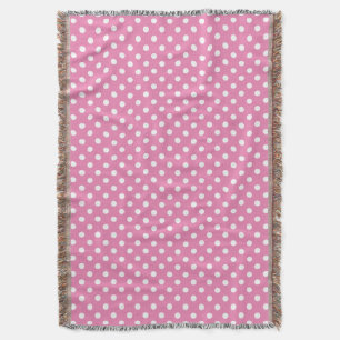Anjer roze en witte polka stippenpatroon deken