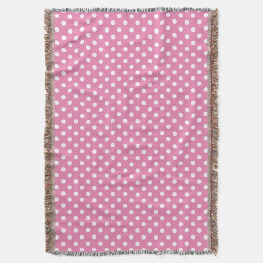 Anjer roze en witte polka stippenpatroon deken (Voorkant Verticaal)